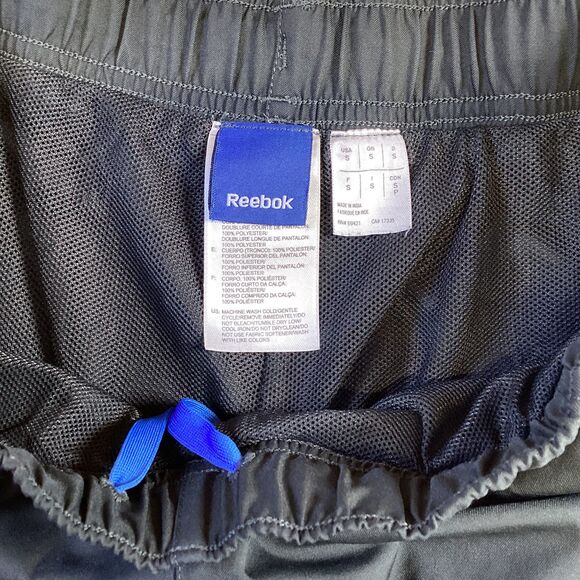 Reebok Track Pants Mens Small Black Blue White Athletic Warm Up - Picture 3 of 5